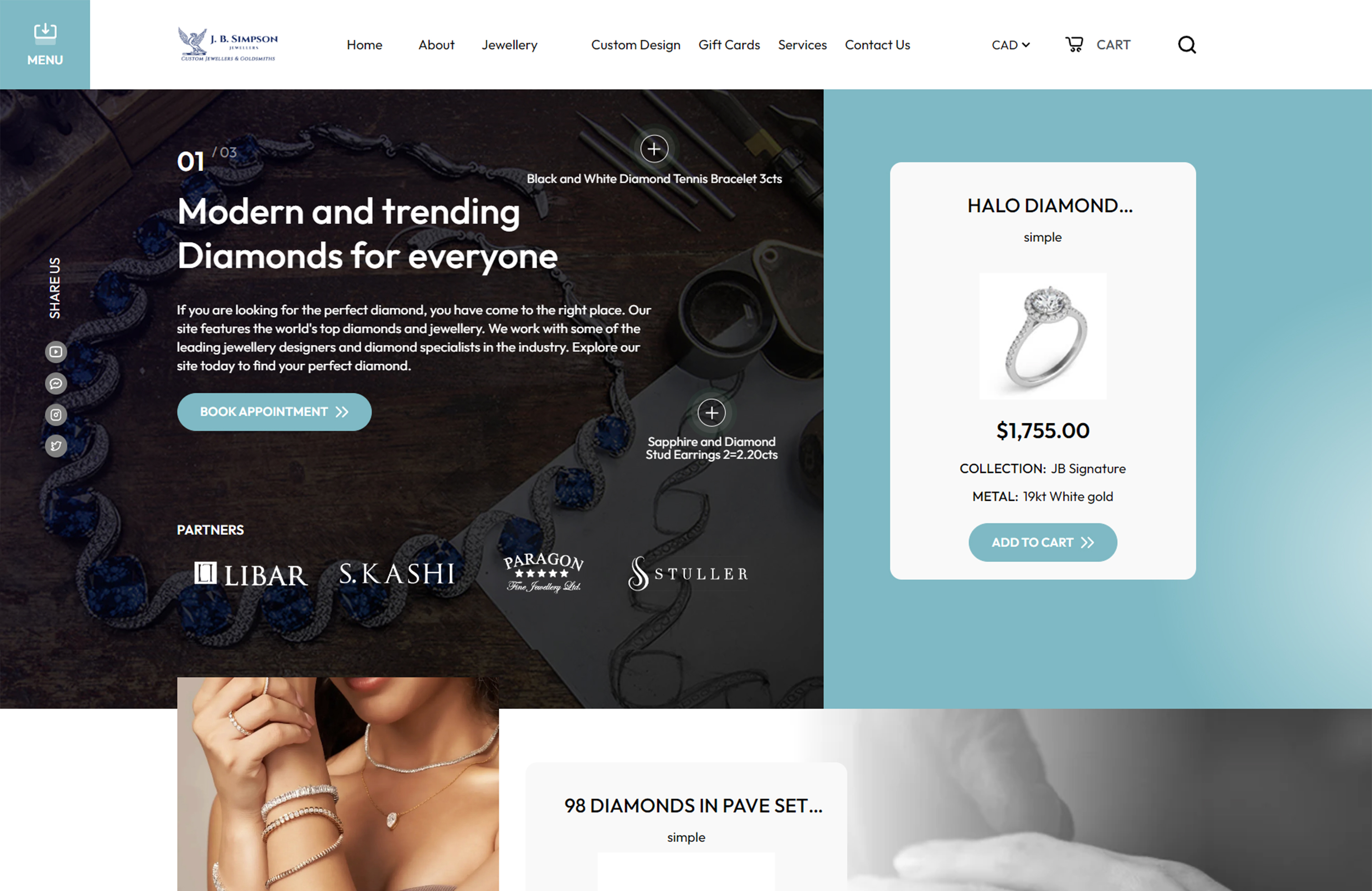 JB Simpson Jewellers Desktop Website